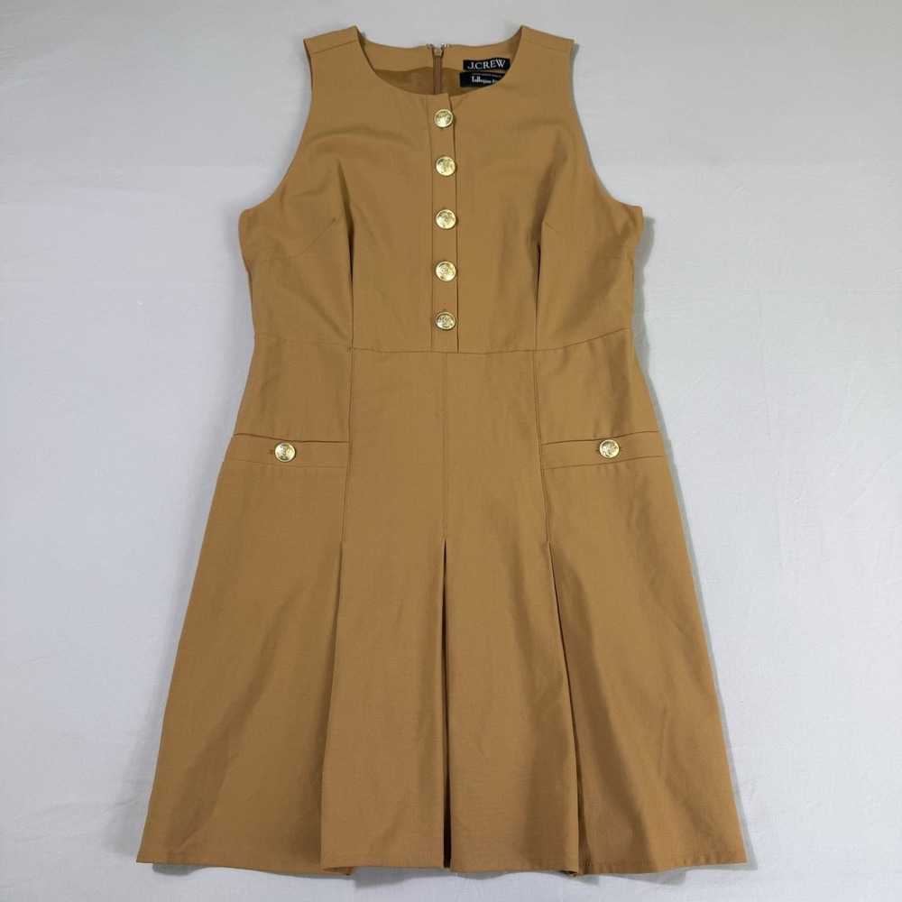 J Crew Pleated‎ Mini Dress Womens Sz 6 Tan Italian Stretch Wool Tollegno 1900